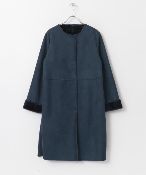 SENSE OF PLACE by URBAN RESEARCH(センスオブプレイスバイアーバンリサーチ)の「ノーカラームートンコート∴(ムートンコート・レディース・NAVY/GREIGE/KHAKI・FREE)」の17枚目の写真