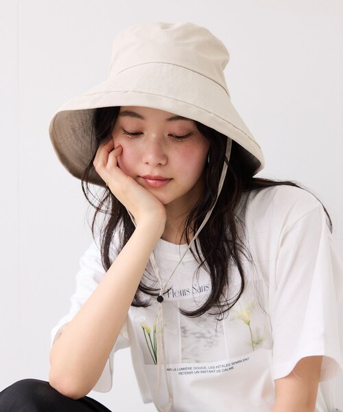 VIS(ビス)の「マイナス18℃ネックカバーつきUVハット/遮熱・UVカット・撥水(ハット・レディース・ブラック/ベージュ・F)」の2枚目の写真