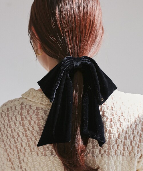 VIS（ビス）の「【新色追加】ビックベロアリボンヘアカフ（バレッタ/ヘアクリップ・レディース・ブラック/ダークブラウン・F）」の3枚目の写真