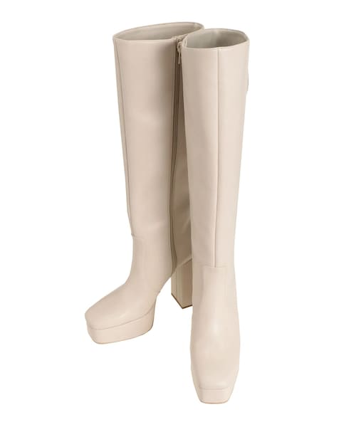 GYDA（ジェイダ）の「GYGY MOLDロングブーツ（ブーツ・レディース・アイボリー/ブラック・S/M/L）」の3枚目の写真