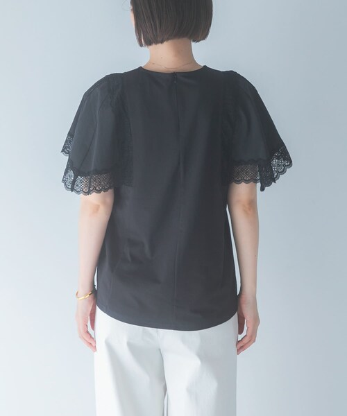 URBAN RESEARCH ROSSO（アーバンリサーチロッソ）の「MARILYN MOON　LACED  SLEEVE CUTSEW（Tシャツ/カットソー・レディース・OWHITE/BLACK・Free）」の6枚目の写真