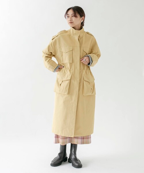 KBF(ケイビーエフ)の「ドロストミリタリーコート(ミリタリージャケット・レディース・BEIGE/KHAKI/ORANGE・one)」の9枚目の写真