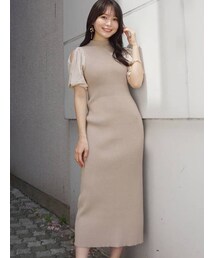 MERCURYDUO | オープンショルダー異素材スリーブニットワンピース(ワンピース)