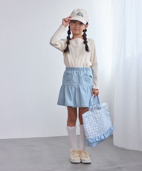 ROPE' PICNIC（ロペピクニック）の「【KIDS/キッズ】インパンツ付きハートポケットデニムスカート（デニムスカート・キッズ・ネイビー/サックス・L/M/S）」の12枚目の写真