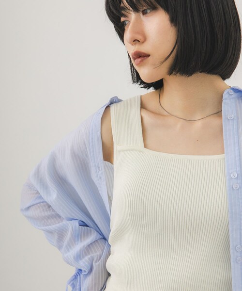 KBF（ケイビーエフ）の「2WAYリブニットタンクトップ（タンクトップ・レディース・IVORY/CHARCOAL/BROWN・One）」の5枚目の写真