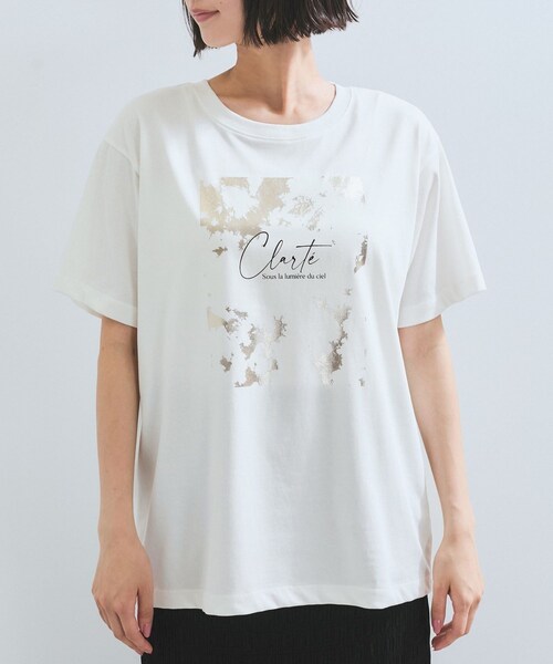 VIS(ビス)の「【接触冷感】箔グラフィックアートTシャツ(Tシャツ/カットソー・レディース・チャコール/ホワイト/ホワイト系・F)」の20枚目の写真