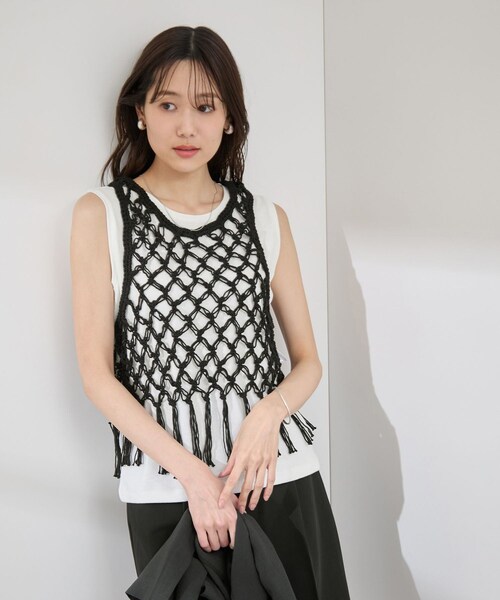 ROPE' PICNIC(ロペピクニック)の「かぎ針ビスチェ×タンクトップセット(ベスト・レディース・ブラック/キナリ・38)」の9枚目の写真