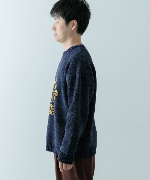 ITEMS URBANRESEARCH（アイテムズ アーバンリサーチ）の「カレッジロゴ モール クルーネック ニット（ニット/セーター・メンズ・NVY/BLK/BEG/MTD・M/L）」の22枚目の写真