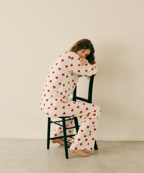 ADAM ET ROPE'(アダムエロペ)の「【WEB限定】・【PETIT BATEAU pour ADAM ET ROPE'】別注ハートプリントパジャマ(ルームウェア/パジャマ・レディース・ネイビー/レッド・F)」の10枚目の写真
