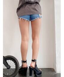 GYDA | BACK RIPPEDデニムショートパンツ(デニムパンツ)