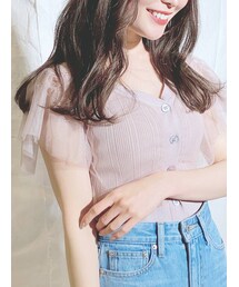 MERCURYDUO | チュールドッキングコンパクトニット(ニット/セーター)