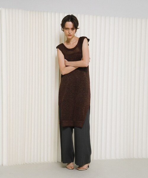 LAATO（ラート）の「knit frill tunic（チュニック・レディース・サンゴ/クリーム・Free）」の3枚目の写真