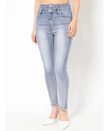 GYDA | H/W ダブルウエスト レースアップデニムスキニーパンツ(デニムパンツ)