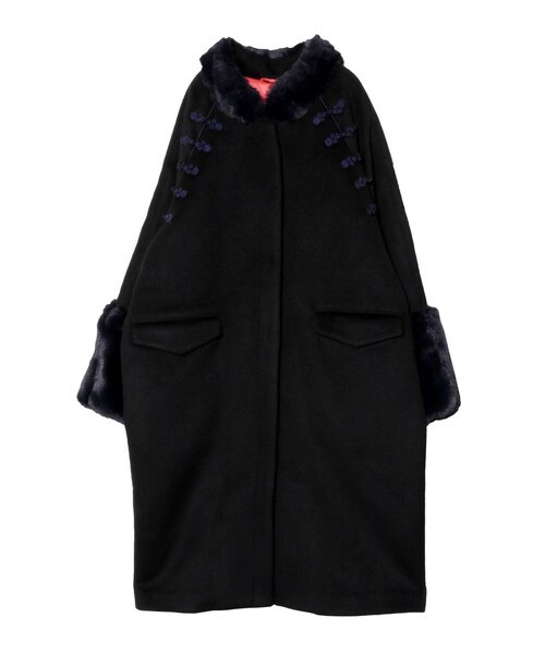 PAMEO POSE（パメオポーズ）の「Mandarin Cocoon Coat（その他アウター・レディース・ブラック/ブルー/ベージュ/カーキ・F）」の2枚目の写真