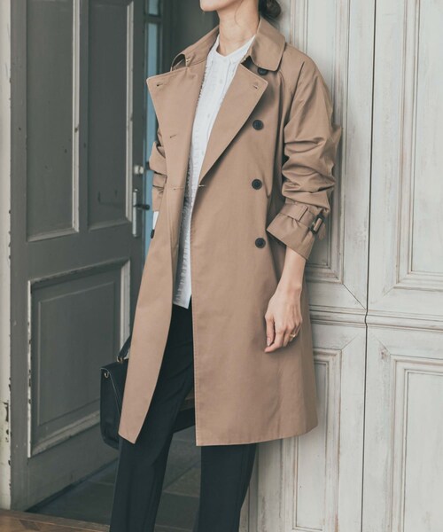URBAN RESEARCH DOORS（アーバンリサーチドアーズ）の「撥水トレンチコート（ステンカラーコート・レディース・BEIGE/D.NAVY・Free）」の6枚目の写真