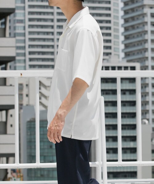 URBAN RESEARCH ROSSO（アーバンリサーチロッソ）の「『WEB限定』『セットアップ対応』パナマ風オープンカラー半袖シャツ（シャツ/ブラウス・メンズ・NAVY/WHITE/ICE GRAY/MOCHA/BLACK・M/L）」の18枚目の写真