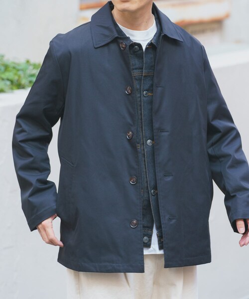 ITEMS URBANRESEARCH(アイテムズ アーバンリサーチ)の「防花粉×UVカット ステンカラーコート(楽着シリーズ)(テーラードジャケット・メンズ・BLK/BEG/KHK・M/L)」の6枚目の写真