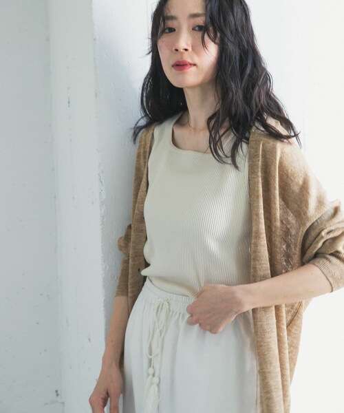 URBAN RESEARCH DOORS（アーバンリサーチドアーズ）の「針抜きテレコスクエアタンクトップ（タンクトップ・レディース・IVORY/BEIGE/BLACK・Free）」の5枚目の写真