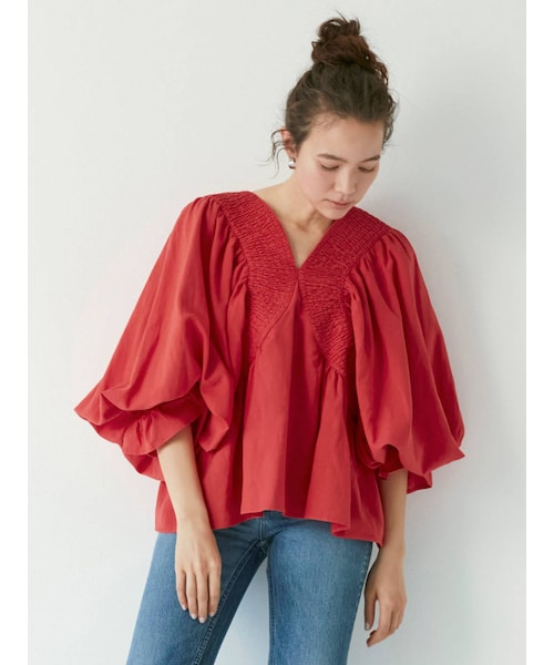 Ungrid（アングリッド）の「フロントギャザーボリュームブラウス（シャツ/ブラウス・レディース・オフホワイト/ブラック/レッド/ピスタチオ・F）」の12枚目の写真