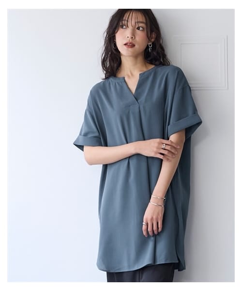 nissen（ニッセン）の「とろみブロードスキッパーチュニック（イージーケア・吸汗速乾）＜大きいサイズ有＞（チュニック・レディース・オフホワイト/チャコール/ブルー/ライトグレー/ラベンダー/モスグリーン・L/LL/3L/4L/5L/6L/8L/10L/M/S）」の15枚目の写真