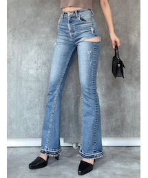 GYDA | H/W SIDERIPPED SHAPELY LINEフレアデニムパンツ(デニムパンツ)