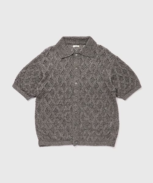 ADAM ET ROPE'（アダムエロペ）の「【Allege/アレッジ】Lace Hole Knit S/S Shirts（ニット/セーター・メンズ・チャコール/キナリ・3/4）」の6枚目の写真