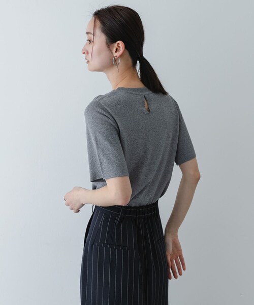 SENSE OF PLACE by URBAN RESEARCH（センスオブプレイスバイアーバンリサーチ）の「『洗濯可』プレートツキニットTシャツ(半袖)（ニット/セーター・レディース・IVORY/BLACK/GRAY・One）」の19枚目の写真