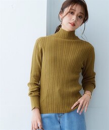 nissen | 綿１００％ハイネックランダムリブニット＜大きいサイズ有＞(ニット/セーター)