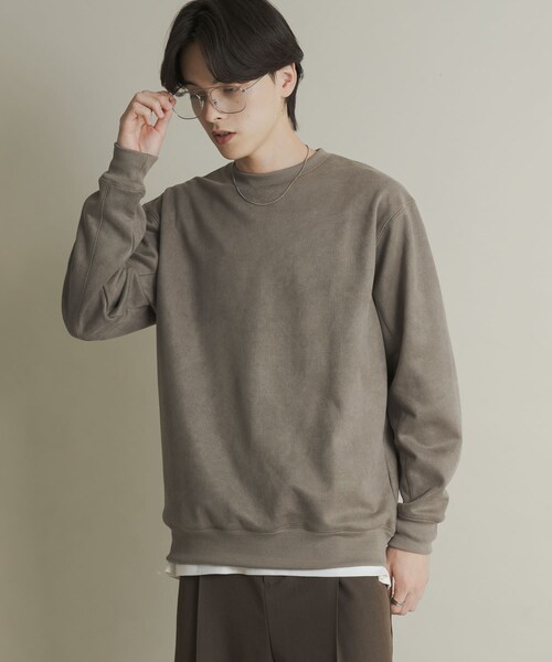 SENSE OF PLACE by URBAN RESEARCH（センスオブプレイスバイアーバンリサーチ）の「フェイクスエードクルーネックスウェット（スウェット・メンズ・GRAY/CHARCOAL/D.BROWN/GREIGE・M/L）」の7枚目の写真