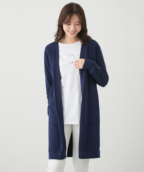 Jayro（ジャイロ）の「リブ切替ロングカーディガン（カーディガン/ボレロ・レディース・ブラック/グレー/ベージュ/ライトグリーン/ネイビー/ピンク/イエロー・F）」の9枚目の写真