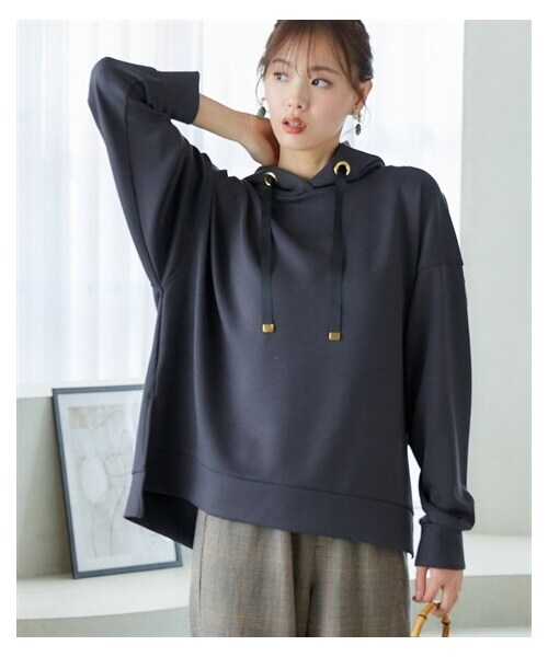 nissen（ニッセン）の「大きいサイズ 大きいサイズ ダンボールニットきれい見えパーカー（パーカー・レディース・チャコール/モカベージュ/オフホワイト/ブルーグレー・L~LL相当/3L~4L相当/5L~6L相当/8L相当/10L相当）」の12枚目の写真