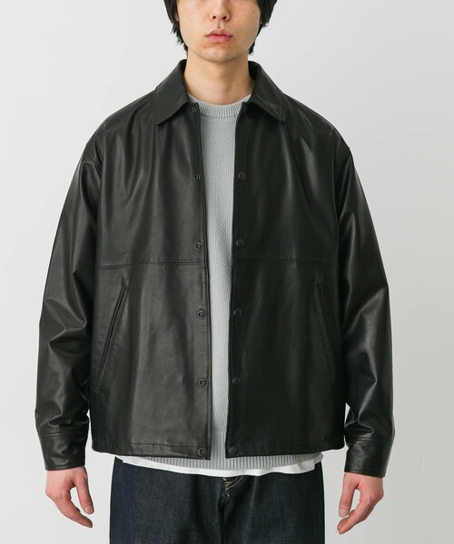 URBAN RESEARCH DOORS（アーバンリサーチドアーズ）の「marka　LEATHER COACH JACKET（その他アウター・メンズ・BLACK・1/2）」の2枚目の写真