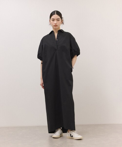 ADAM ET ROPE'（アダムエロペ）の「ハーフスリーブタフタワンピース（シャツワンピース・レディース・ブラック/ダークブラウン・F）」の8枚目の写真