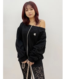 EVRIS | ジップアップオフショルトップス【セットアップ着用可能】(パーカー)