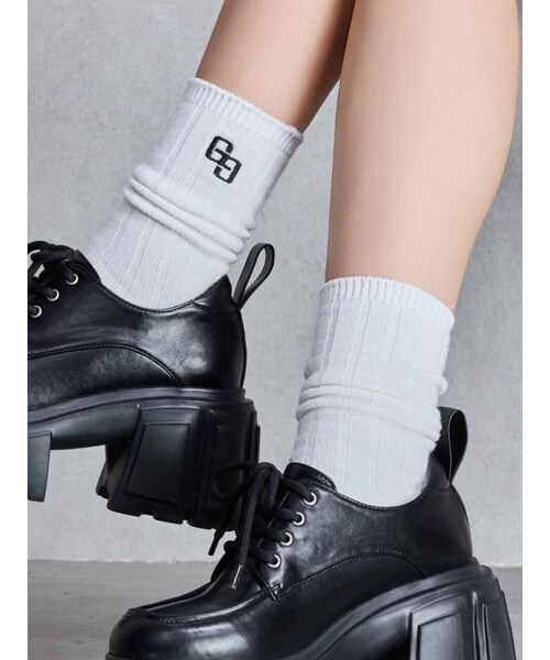 GYDA（ジェイダ）の「GG WIDE RIB LOOSE SOX（ソックス/靴下・レディース・オフホワイト/ブラック/ネイビー・F）」の3枚目の写真