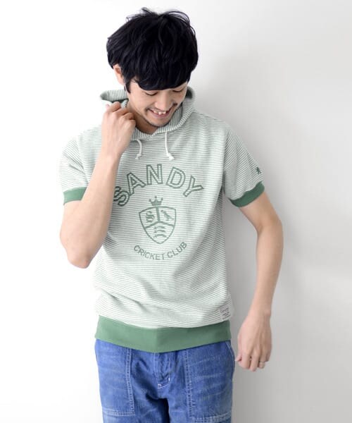 URBAN RESEARCH DOORS（アーバンリサーチドアーズ）の「GYMPHLEX ショートスリーブフードパーカー（パーカー・メンズ・AZURE/WHITE/PALM/WHITE・M/L）」の4枚目の写真