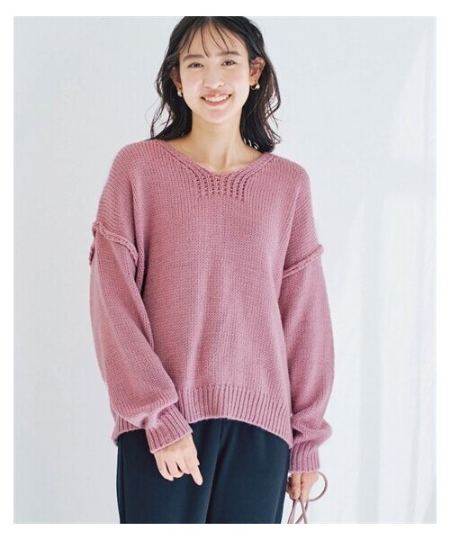 nissen（ニッセン）の「＜大きいサイズ＞ゆるシルエットニットプルオーバー（ニット/セーター・レディース・くすみピンク/黒・L/LL/3L/4L/5L/6L/8L/10L）」の15枚目の写真