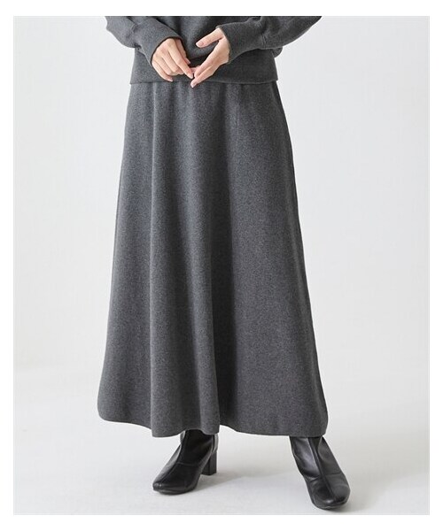nissen（ニッセン）の「ニットフレアスカート【OtonaSMILE】（スカート・レディース・杢グレー/ブルーグリーン・M/L/LL/3L/4L/5L/6L）」の6枚目の写真