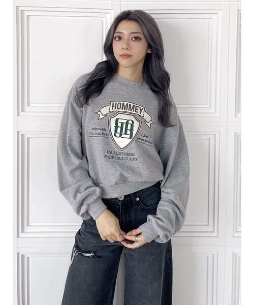 GYDA（ジェイダ）の「BACKレースアップショートロゴスウェットトップス（スウェット・レディース・オフホワイト/グレー/チャコールグレー・F）」の5枚目の写真