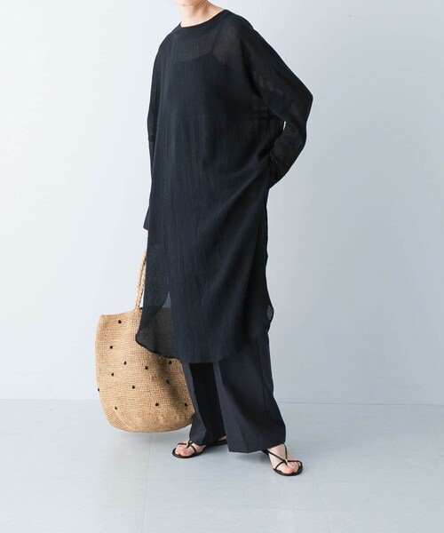 かぐれ（カグレ）の「ガーゼロングチュニック（チュニック・レディース・IVORY/L.GRAY/BLACK・FREE）」の13枚目の写真
