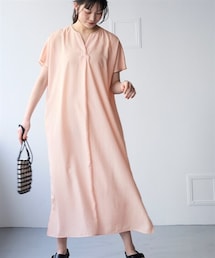 nissen | ＜大きいサイズ＞【美極シャツ】スリットネックワンピース(ワンピース)