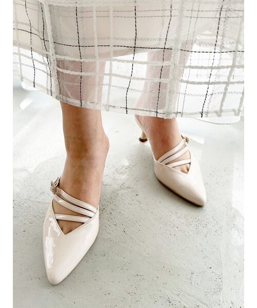 MERCURYDUO（マーキュリーデュオ）の「ポインテッドストラップミュール（パンプス・レディース・ブラック/ボルドー/ベージュ/ミックス・36/38）」の14枚目の写真