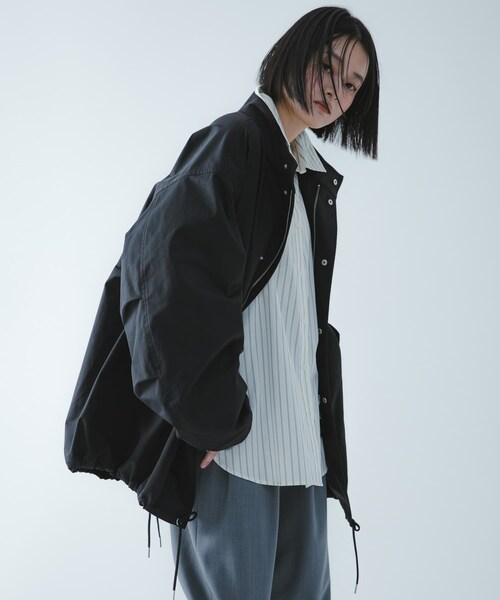 SENSE OF PLACE by URBAN RESEARCH（センスオブプレイスバイアーバンリサーチ）の「『撥水/防花粉』SKINProof ミリタリージャケット（ミリタリージャケット・レディース・BLACK/IVORY・One）」の2枚目の写真