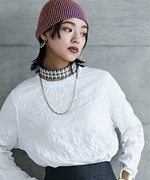 GEVS. | 大きいサイズ しわ加工クルーネックカットソープルオーバー GEVS.(Tシャツ/カットソー)