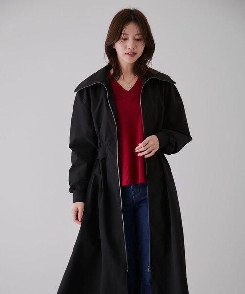 Jayro（ジャイロ）の「ウエスト切替ジップアップロングコート（その他アウター・レディース・ブラック/ベージュ/グリーン系/カーキ/レッド・F）」の8枚目の写真