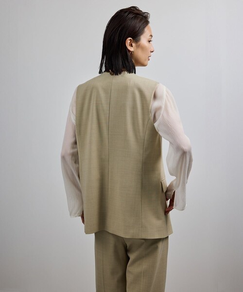 ROPE'（ロペ）の「【洗える】ウール混ツイル ジレベスト/セットアップ対応【WEB・一部店舗限定】（ベスト・レディース・ブラック/ベージュ・F）」の5枚目の写真