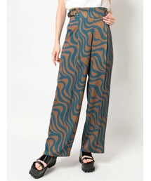 MURUA | ウェーブプリントサイドベルトパンツ(スラックス)