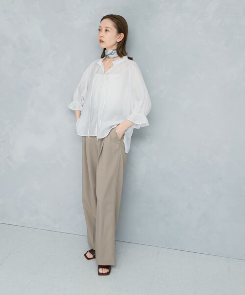 URBAN RESEARCH ROSSO（アーバンリサーチロッソ）の「ウール混防シワハイウエストワイドスラックス（その他パンツ・レディース・L/BEIGE/GRAY/STLYPE・34/36/38/TALL）」の19枚目の写真