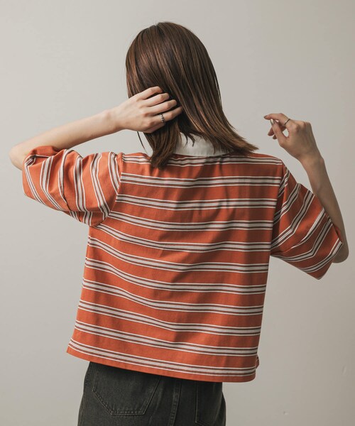 SENSE OF PLACE by URBAN RESEARCH（センスオブプレイスバイアーバンリサーチ）の「マルチボーダーカットポロシャツ（ポロシャツ・レディース・BLACK/ORANGE/WHITE・one）」の18枚目の写真
