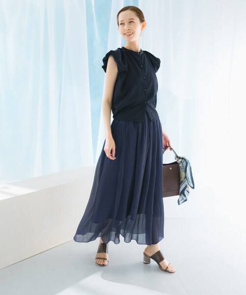 URBAN RESEARCH ROSSO（アーバンリサーチロッソ）の「グロッシーギャザーフレアスカート（スカート・レディース・PISTACHIO/ORANGE/NAVY・FREE）」の18枚目の写真